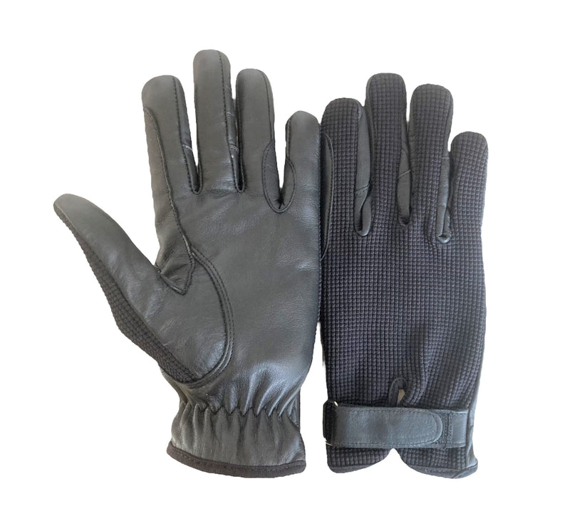 Ladies Horse Riding Women's Gloves Equestrian Real Leather & Cotton Premium Quality in Black Medium - BeesActive Australia