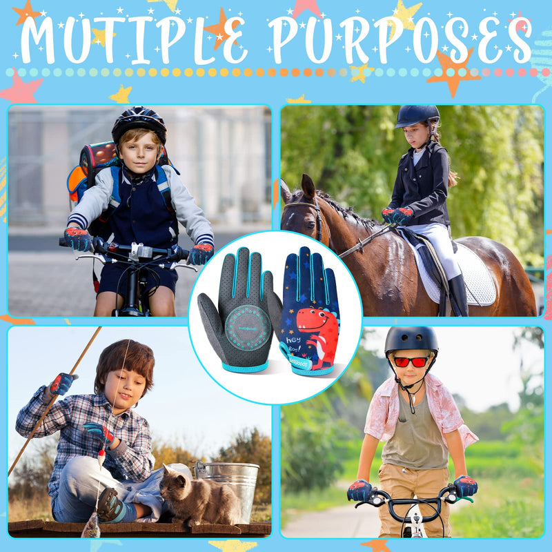 Kids Horse Riding Gloves for Kids Equestrian Gloves Horseback Riding Gloves for Outdoor Sports Biking Cycling Gardening L,8-10 Years Old Dinosaur - BeesActive Australia