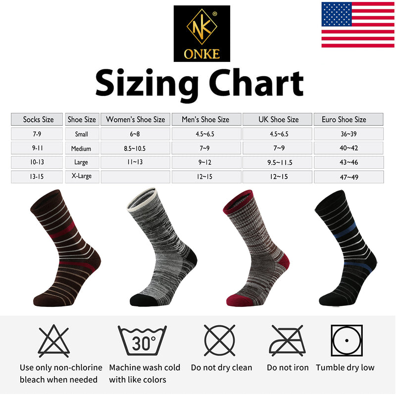 ONKE Merino Wool Cushion Crew Socks for Women Lady Casual Dress Outdoor Trail Hiking Hiker with Light Breathable Performance Multicolor3 9-11 - BeesActive Australia