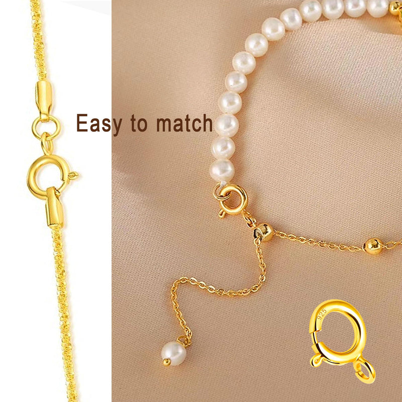 Spring Clasps 18k Gold Filled with Open Jump Rings Round Clasps for Necklaces Bracelet Or Jewelry Making, Made in Italy.0.2inch(5mm) 3Pcs Gold 0.2inch(5mm) - BeesActive Australia