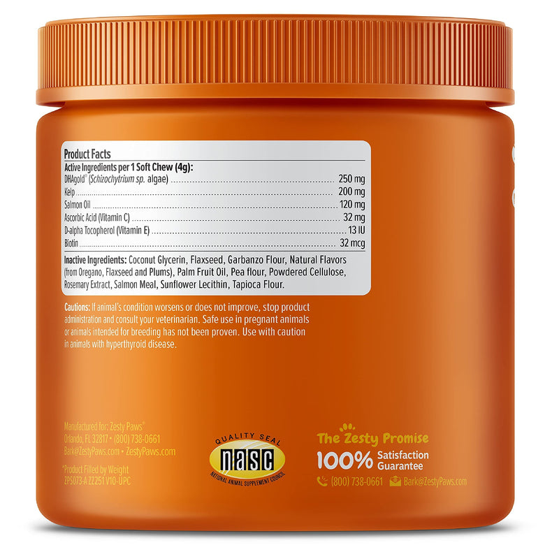 Zesty Paws Salmon Fish Oil Omega 3 for Dogs - with Wild Alaskan Salmon Oil - Anti Itch Skin & Coat + Allergy Support - Hip & Joint + Arthritis Dog Supplement + EPA & DHA 90 Count (Pack of 1) - BeesActive Australia