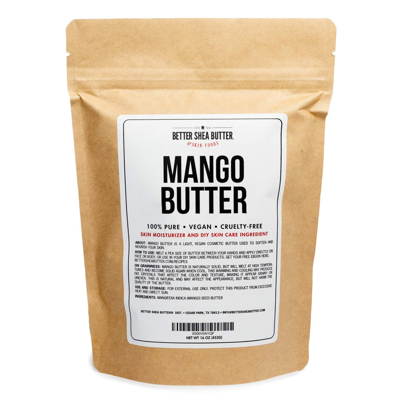 100% Pure Mango Butter - Can Substitute Shea Butter in Soap and Lotion Recipes - Moisturizing, Scent-free, Hexane-free - 16 oz by Better Shea Butter 1 Pound (Pack of 1) - BeesActive Australia