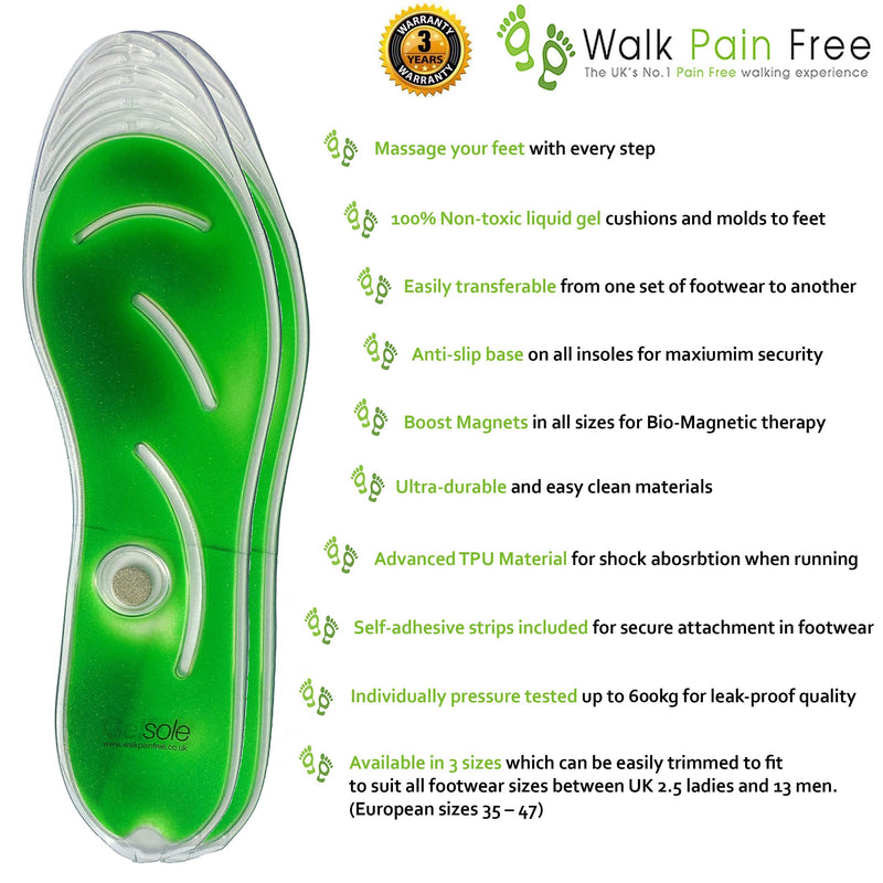 Orthotic Gel Insoles, Boost Magnetic Technology | Walk Pain Free Comfort Insoles | Reduce Heel Pain, Plantar Fasciitis, Flat Feet | Supplying NHS & Emergency Services (Small: 3 to 6 UK, Red) SMALL: 3 to 6 UK - BeesActive Australia