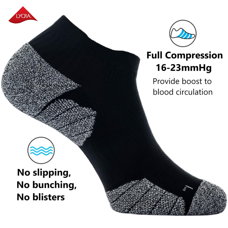 CWVLC Unisex Cushioned Compression Athletic Ankle Socks Multipack Medium 6-pairs (Black2,charcoal2,royal2) - BeesActive Australia
