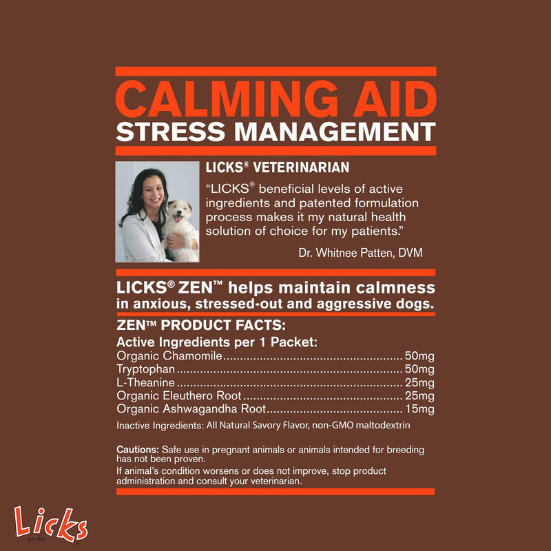 Licks Pill Free Zen Small Breed Dog Calming Aid - Zen Calming Aid Supplements for Aggressive Behavior & Nervousness - Calming Dog & Puppy Treats for Stress Relief & Dog Health - Gel Packets 30 Count (Pack of 1) - BeesActive Australia
