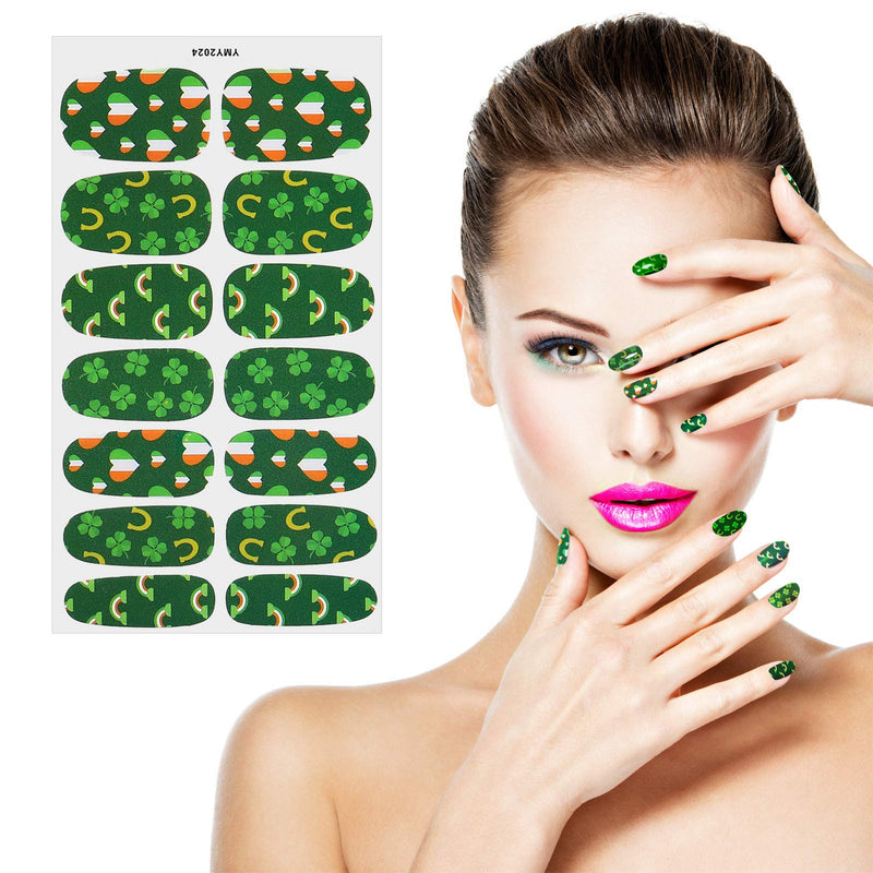 23 Sheets St Patrick's Day Nail Wraps Full Nail Art Polish Stickers Self-Adhesive Nail Art Decals Strips with Nail File for St Patrick's Women Girls Manicure DIY - BeesActive Australia