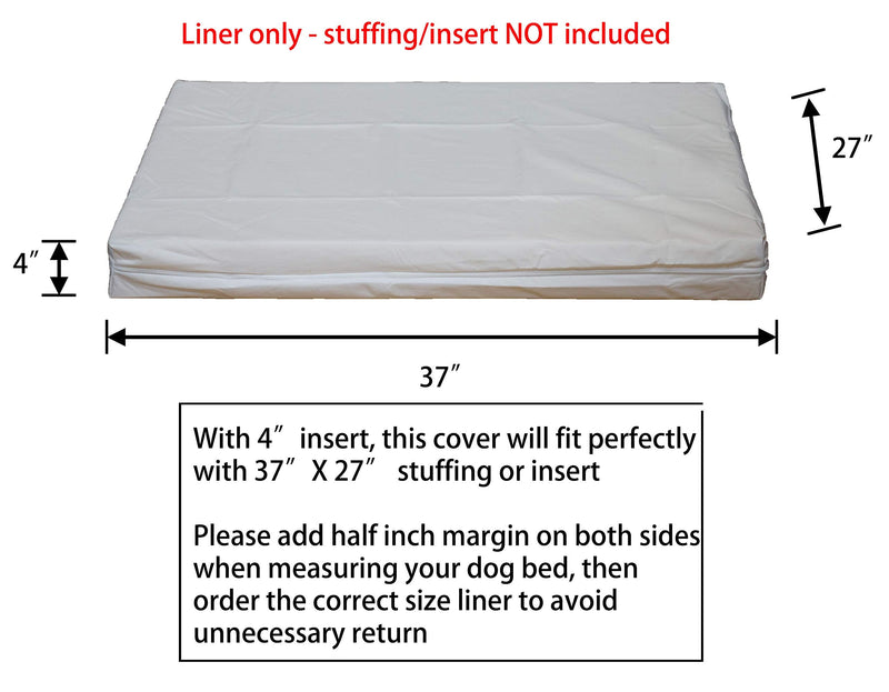 PetBed4Less DIY Durable Dog Bed Dog Pillow Pet Bed Removable Waterproof Liner Small, Medium to Super Large - 8 Sizes - Waterproof Dog Bed Liner only elite liner Zipper Elite 37" L x 27" W x 4" H - BeesActive Australia