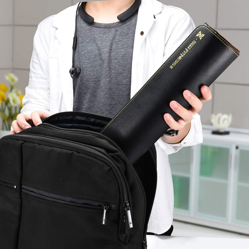 Party Games Leather Dice Cup Set, 5 Black Leather Dice Cups + 25 Dice + Exclusive Storage and Transport Case Made of Faux Leather with Magnetic Closure - BeesActive Australia