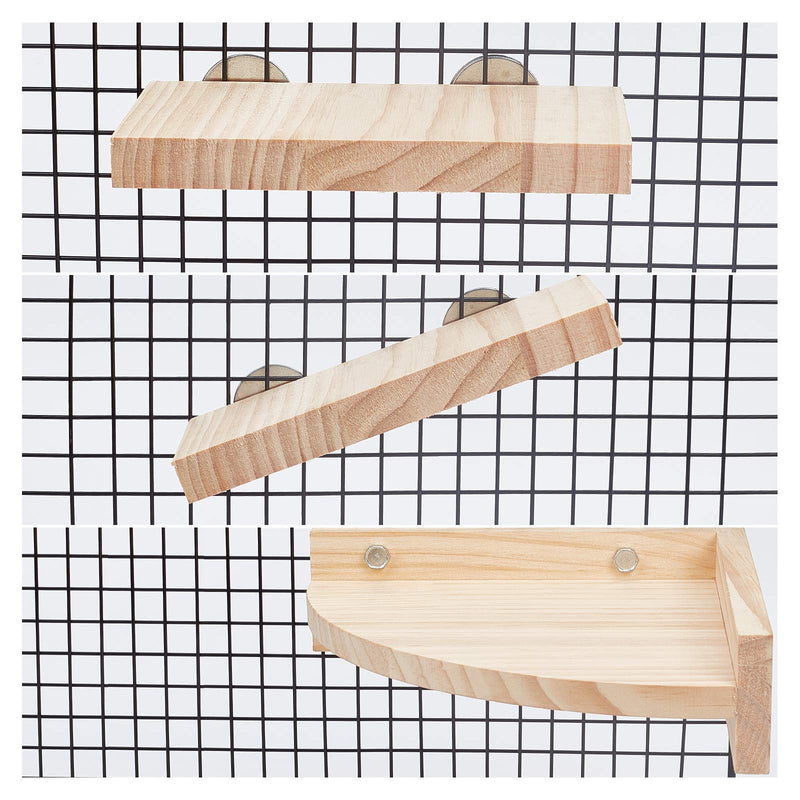 AHANDMAKER 4 Pcs 2 Sizes Wood Pet Cage Platform, Pet Perch Platform Stand, Wood Perch for Small Animals Parrot Gerbil Rat Mouse Chinchilla Hamster Cage Accessories Exercise Toys - BeesActive Australia