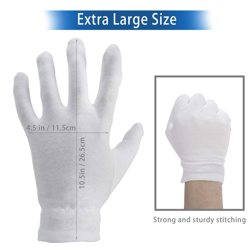 Extra Large, XL Moisturizing Gloves OverNight Bedtime Cotton Cosmetic Inspection Premium Cloth Quality Eczema Dry Sensitive Irritated Skin Spa Therapy Secure Wristband … (8 Pack) 8 Pack - BeesActive Australia