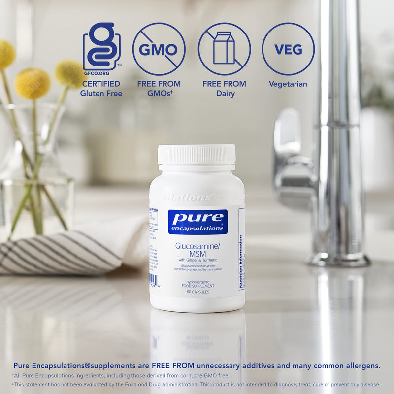 Pure Encapsulations - Glucosamine/MSM - Dietary Supplement Support for Healthy Joint Function and Tissues - with Ginger and Turmeric - 60 Capsules - BeesActive Australia
