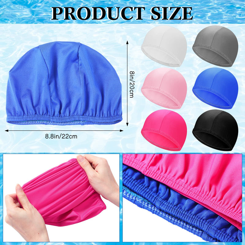 24 Pcs Swimming Cap Fabric Swim Cap Nylon Anti Slip Swimming Hat Breathable High Elasticity Spandex Unisex Swimming Cap for Women Kids Men Adult Long Hair Short Hair Bathing 6 Solid Colors - BeesActive Australia