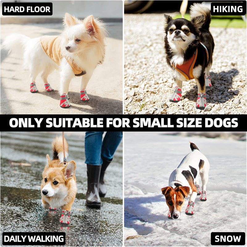 AOKOWN Dog Shoes for Hot Pavement Dog Booties Paw Protector / Waterproof Dog Shoes for Small & Medium Dogs/ Puppy Shoes with Reflective Straps Anti-Slip Sole (4PCS) Red-Mesh #3(L*W: 1.69"x1.49") for 11.0-16.9 lbs - BeesActive Australia