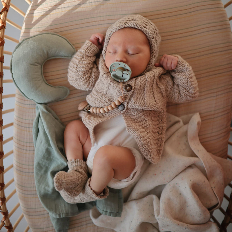 FRIGG Moon Natural Rubber Baby Pacifier | Made in Denmark | BPA-Free (Sage/Portobello, 6-18 Months) 2-Pack 6-18 Month Sage/Portobello - BeesActive Australia