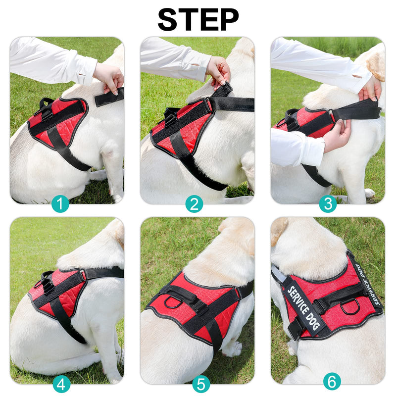 MUMUPET Service Dog Harness, No Pull Easy On and Off Pet Vest Harness, 3M Reflective Breathable & Easy Adjust Pet Halters with Nylon Handle - No More Tugging or Choking for Small Medium Large Dogs Small (Pack of 1) Red - BeesActive Australia