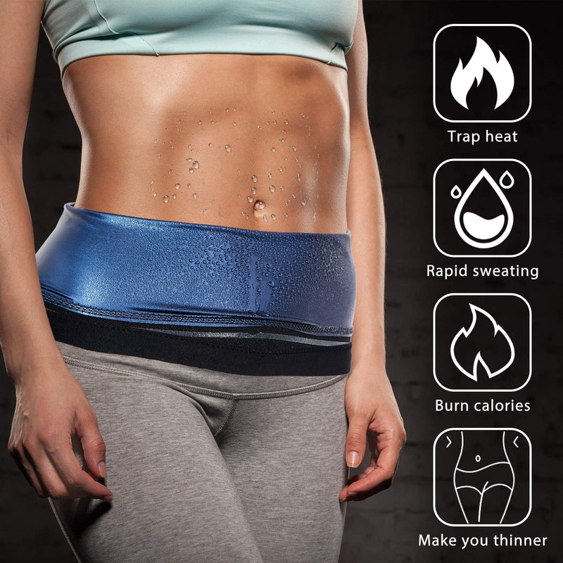 Waist Trimmer Sweat Waist Trainer Belts Stomach Wraps for Women Bodybuilding Blue Inner Small - BeesActive Australia