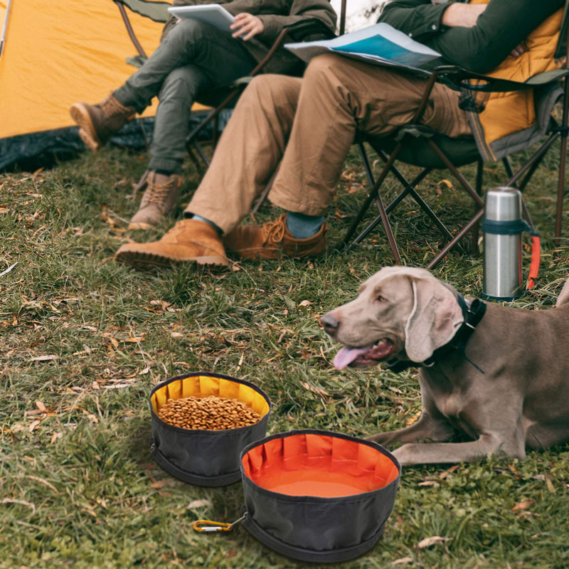 LumoLeaf Collapsible Dog Bowls, Large 68oz/80oz Lightweight Foldable Travel Bowl 10 Cups, Portable Water and Food Bowls for Pets Dogs with Zipper Orange and Yellow - BeesActive Australia