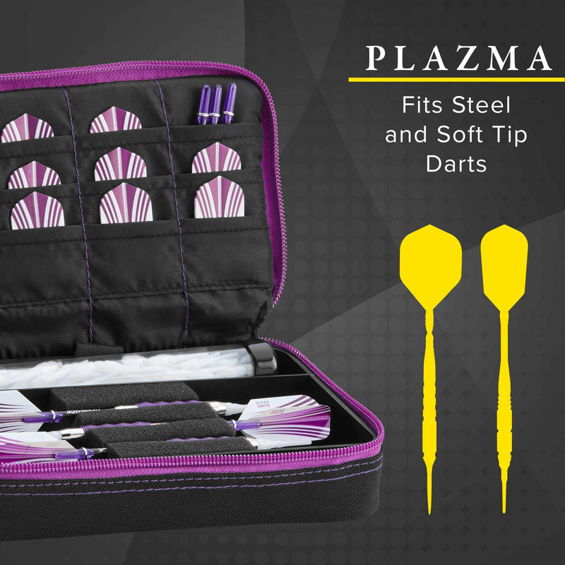 Casemaster Plazma Dart Case for Soft and Steel Tip Darts, Holds 3 Darts and Features Built-In Storage Tube and Pockets for Flights, Tips, Shafts, and Personal Items - BeesActive Australia