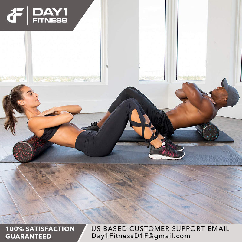 Day 1 Fitness High-Density Round Foam Rollers - 4 Size and 8 Color Options - Massage Rollers for Stretching, Deep Tissue and Myofascial Release Usa Speckled c) 24" - BeesActive Australia