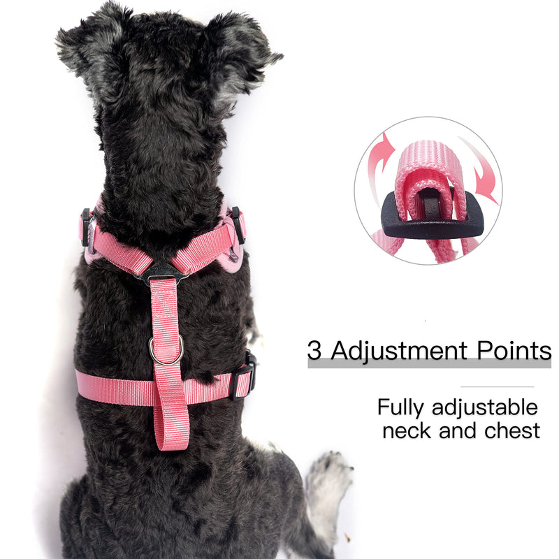 PUPTECK Small Dog Haness and Leash Collar Set Fully Adjustable Puppy Soft Mesh Harness No Pull Reflective X-Small Pink - BeesActive Australia