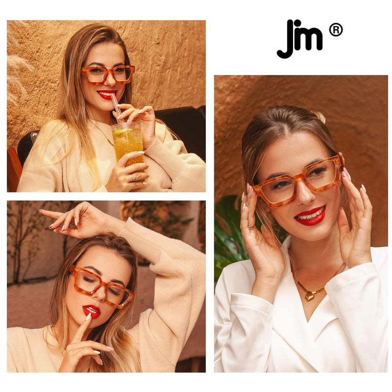 JM 3 Pack Square Reading Glasses, Blue Light Blocking Computer Reader for women men 3 Pack Mixed Color 0.0 x - BeesActive Australia
