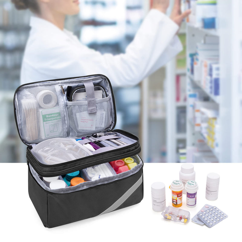 Trunab Small Medical Bag Empty, Medicine Travel Storage Bag for Emergency Medical Kits, Black (Empty Bag), Patented Design - BeesActive Australia