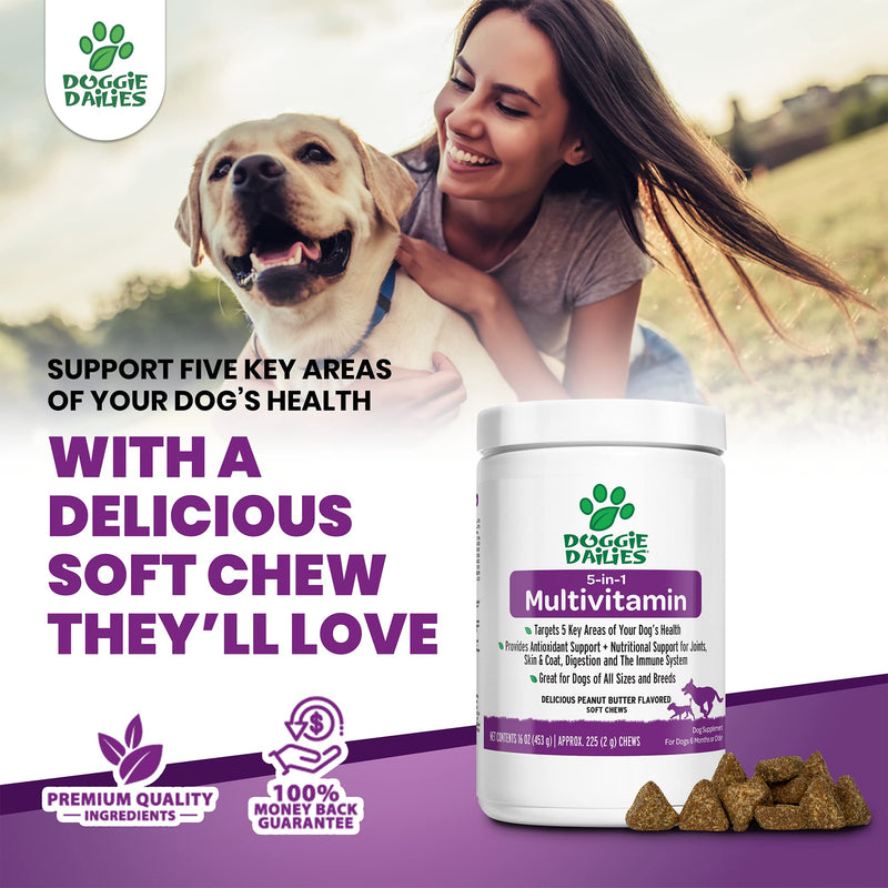 Doggie Dailies Multivitamin for Dogs, Advanced Dog Multivitamin Provides Antioxidant Support + Nutritional Support for Joints, Skin & Coat, Digestion, and The Immune System Peanut Butter - BeesActive Australia
