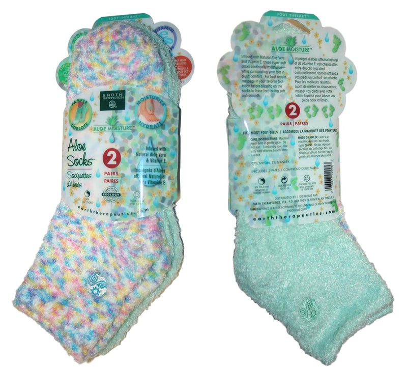 Earth Therapeutics Aloe Socks - Double Pack Socks - Confetti Green - 2 Pairs - BeesActive Australia