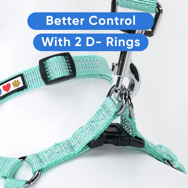 Pawtitas Pet Reflective Step in Dog Harness or Reflective Vest Harness Comfort Control Training Walking of Your Puppy Harness/Dog Harness Medium (Pack of 1) Teal - BeesActive Australia