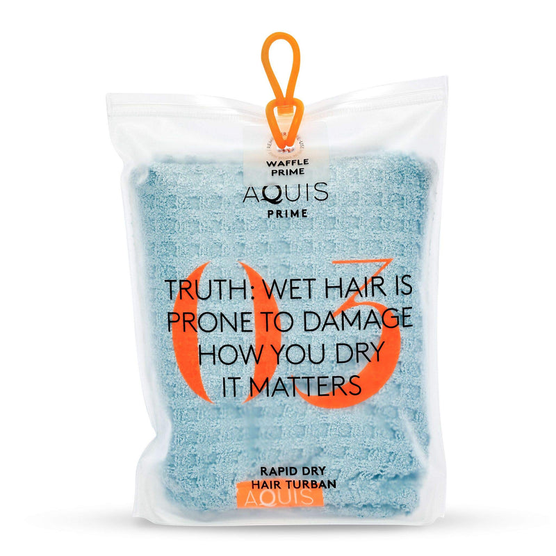 Aquis Luxe Waffle Hair Turban, Patented Perfect Hands-Free Microfiber Hair Drying for All Hair Types, Dream Boat Blue (19 x 42 Inches) - BeesActive Australia