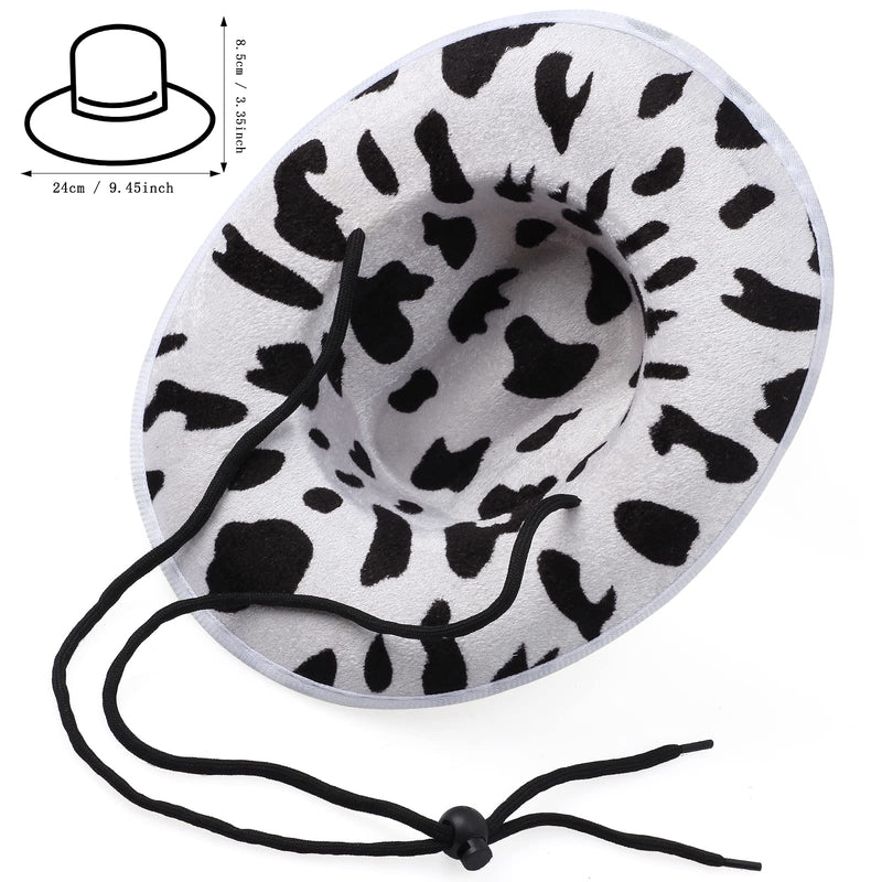 Yewong Pet Cowboy Costume Accessories Dog Cat Cow Print Cowboy Hat Bandana Scarf Western Cowboy Party Supplier for Puppy Kitten Set B - BeesActive Australia