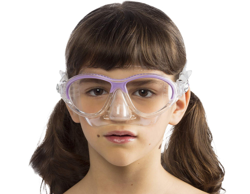 [AUSTRALIA] - Cressi Kids Comfortable Silicone Mask with Adjustable Strap, for Snorkeling and Pool - for Children 7 to 15 years old - Moon: made in Italy Clear/Lilac 