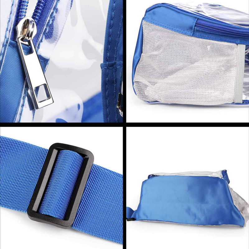 HULISEN Clear Bag, Sling Bag with Widened Adjustable Strap, CrossBody Bag with Extra External Pocket and Mesh Pocket, Strong Zipper, Stadium Approved (Blue) Blue - BeesActive Australia