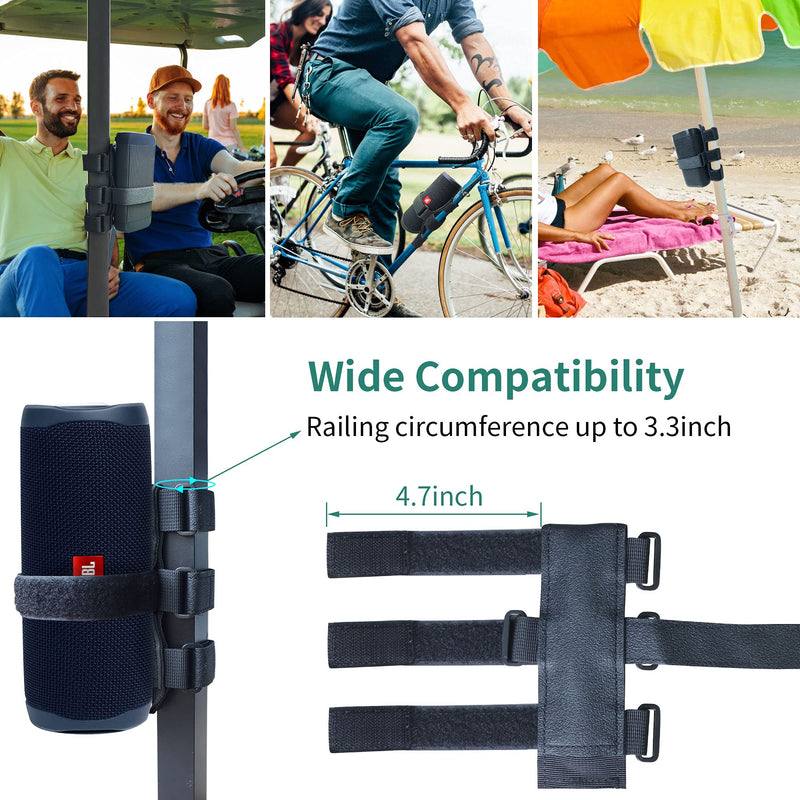 HomeMount Portable Speaker Mount for Golf Cart Accessories - Adjustable Strap Fits Bluetooth Wireless Speaker Strap Attachment to Railing/Cross bar/Frame Black - BeesActive Australia