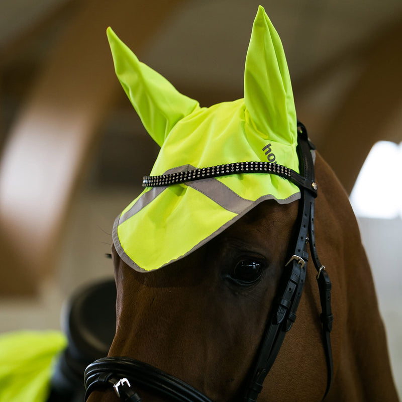 HORZE Reflective Ear Net Yellow Horse - BeesActive Australia