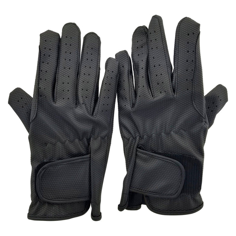 Allness Leather Adults Men Gents Horse Equestrian Polo Bike Bicycle Riding Black Gloves Medium - BeesActive Australia