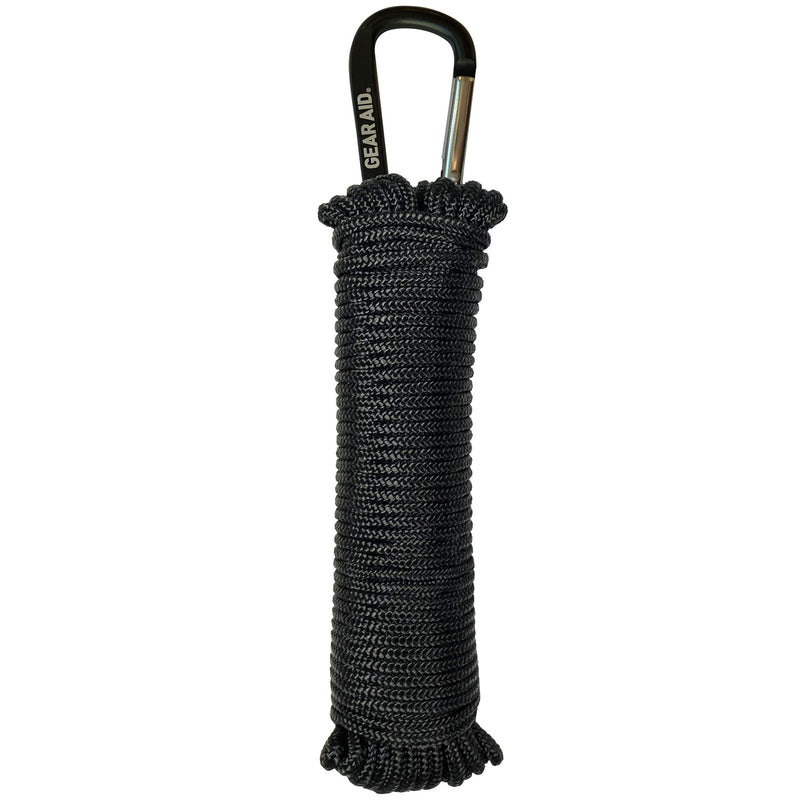 GEAR AID 325 Paracord and Carabiner, Utility Cord for Camping and Hiking, 50 ft Black 1 Pack - BeesActive Australia
