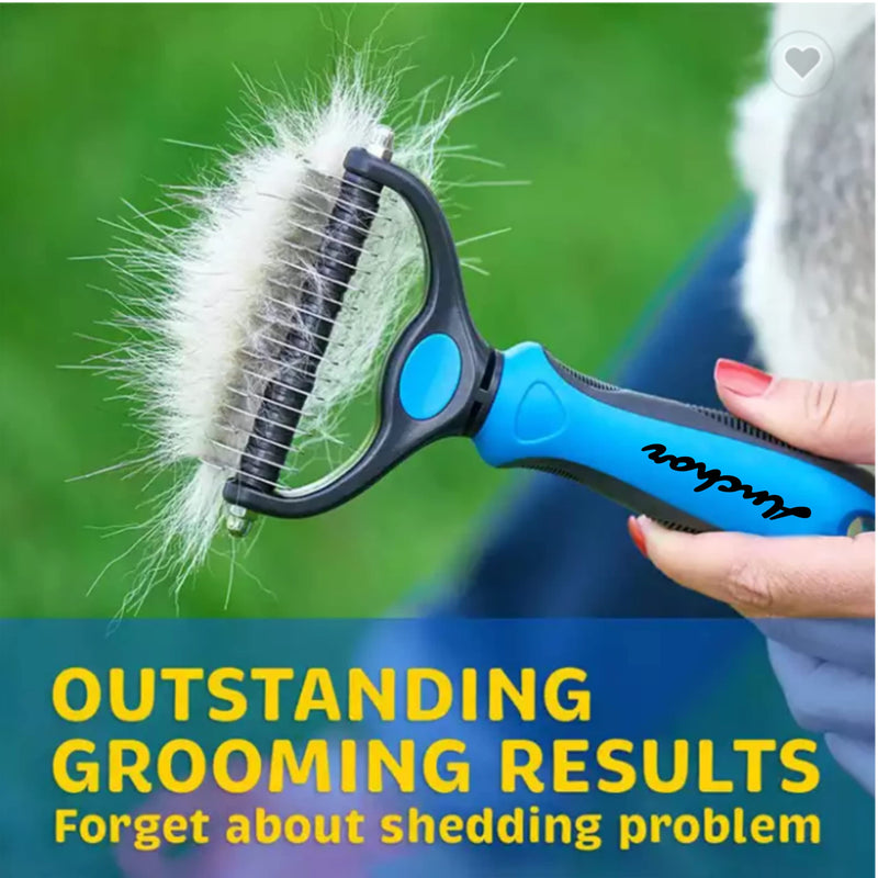 ANCHOR Pet Grooming Brush-Double Sided Shedding and Dematting Undercoat Rake Comb for Dogs and Cats, No More Nasty Shedding or Flying Hair (Blue) Blue - BeesActive Australia