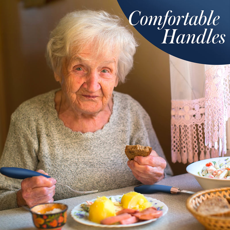 iMedic Designer Easy Grip Cutlery for Adults - 1 Set of Utensils for the Elderly with Adaptive Needs - Eating Utensils for Disabled People and with Parkinson's - Non-weighted Utensils for Hand Tremors Single - BeesActive Australia