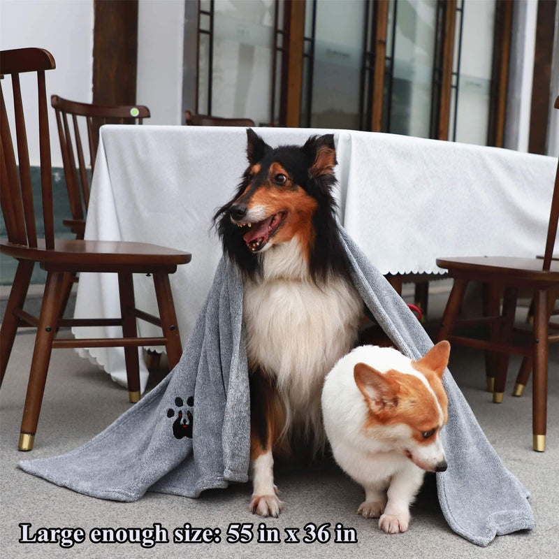 Dogvingpk Extra Large Dog Towel Super Absorbent Dog Towels for Drying Dogs Bath Grooming Soft Microfiber Pet Towels Grey - BeesActive Australia