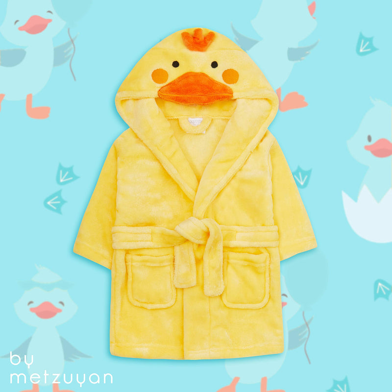 Metzuyan Baby Girls & Boys Animal Themed Plush Fleece Unisex Dressing Gown Robe 0-6 Months Duck - BeesActive Australia