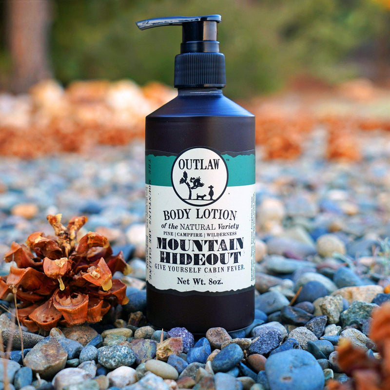 Outlaw The Mountain Hideout Natural Lotion - In The Mountains, You're Free - Pine Forest, Damp Earth, and Campfire in the Breeze - Men's or Women's Lotion - 8 fl. oz. - BeesActive Australia