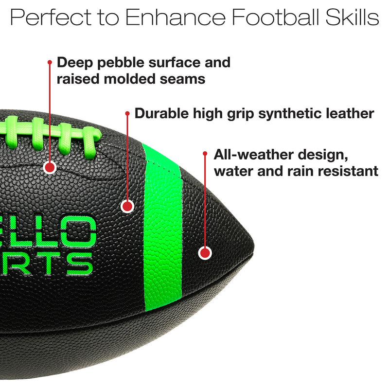 Xcello Sports JR Football Assortment w/Pump (Pack of 2) Black/Green & Brown/White Junior - 10" - BeesActive Australia