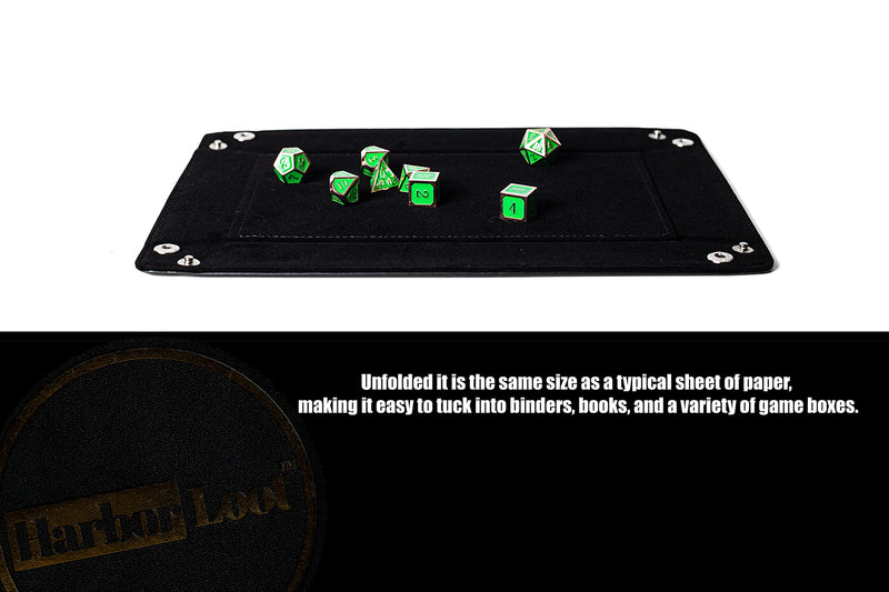 Harbor Loot Brand Black Dice Tray - Perfectly Sized at 8.5 x 11.25 Inches Unsnapped and 6.5 x 9.5 Snapped - Designed by Gamers - Packs Flat, Protects Your Table, and Keeps Dice Where They Belong - BeesActive Australia