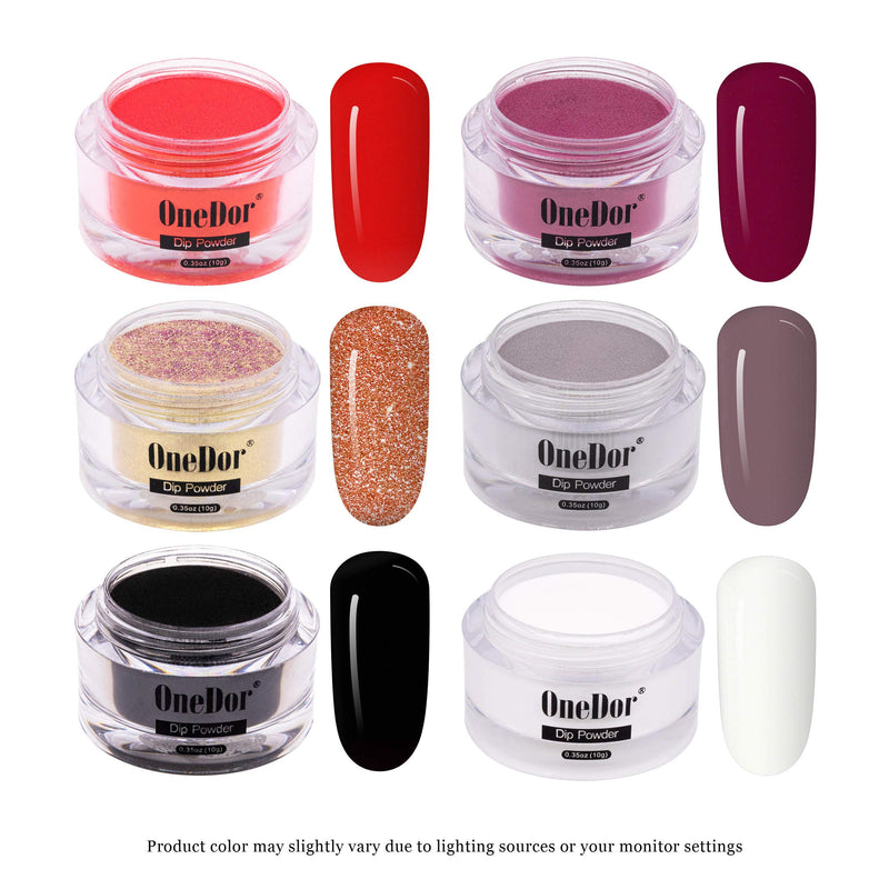 OneDor Nail Dip Dipping Powder – Acrylic Color Pigment Powders Pro Collection System, (12 Colors Set-10g) Set 12-Colors -10g - BeesActive Australia