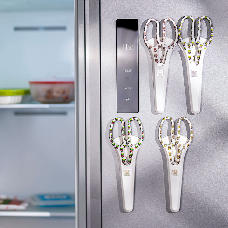 Linoroso Kitchen Scissors Heavy Duty Kitchen Shears with Magnetic Holder Made with Japanese Steel 4034, Multipurpose Ultra Sharp Cooking Scissors for Meat/Vegetables/BBQ/Herbs/Pizza (Graphic,Chick) White/Chick - BeesActive Australia