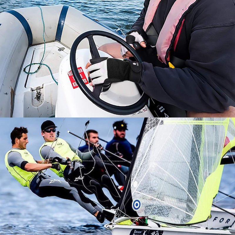FitsT4 Sailing Gloves 3/4 Finger and Grip Great for Sailing, Yachting, Paddling, Kayaking, Fishing, Dinghying Water Sports for Men and Women black Medium - BeesActive Australia