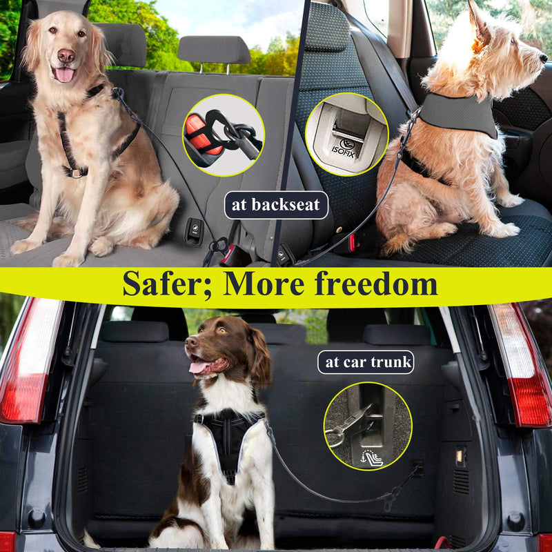Vivaglory Chew-Proof Dog Seat Belt, New 2-in-1 Multi-Functional Waterproof Dog Safety Belt, Heavy Duty Steel Rope Pet Car Seat Belt with 5 Sizes for Small to X-Large Dogs (16"/22"/28"/33"/37") 33 Inch Black - BeesActive Australia