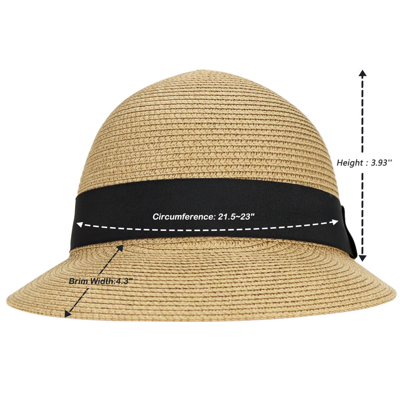 Sun Visor Hat Women, Summer Floppy Straw Beach Hats Wide Brim Foldable 7 1/8 Khaki - BeesActive Australia