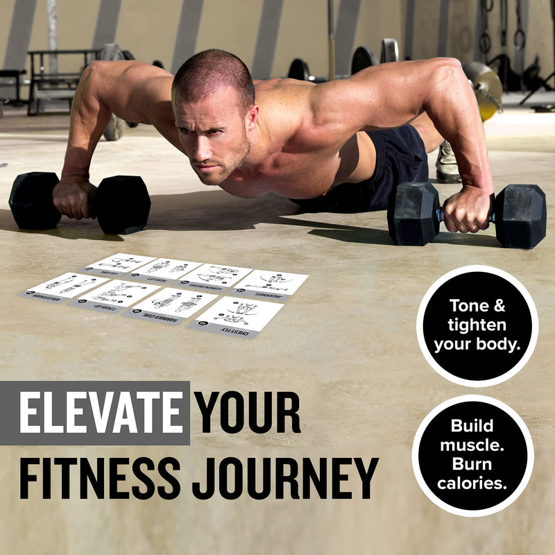 NewMe Fitness Dumbbell Workout Cards, Instructional Fitness Deck for Women & Men, Beginner Fitness Guide to Training Exercises at Home or Gym (Dumbbell, Vol 1) Dumbbell (Vol 1) - BeesActive Australia